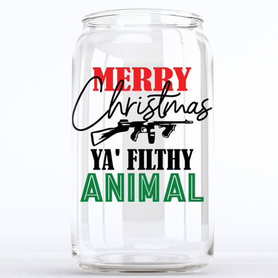 Merry Christmas Ya Filthy Animal - Glass Can