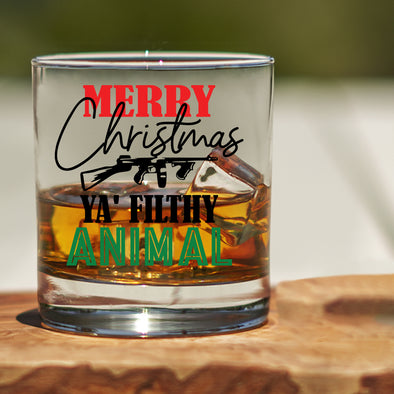 Merry Christmas Ya' Filthy Animal - Whiskey Glass