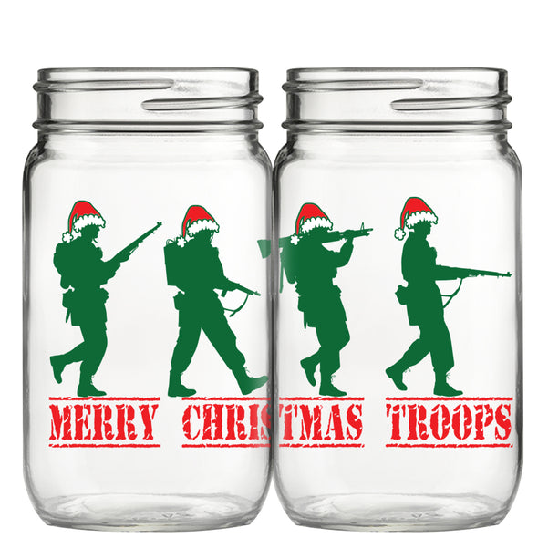 Merry Christmas Troops - Mason Jar