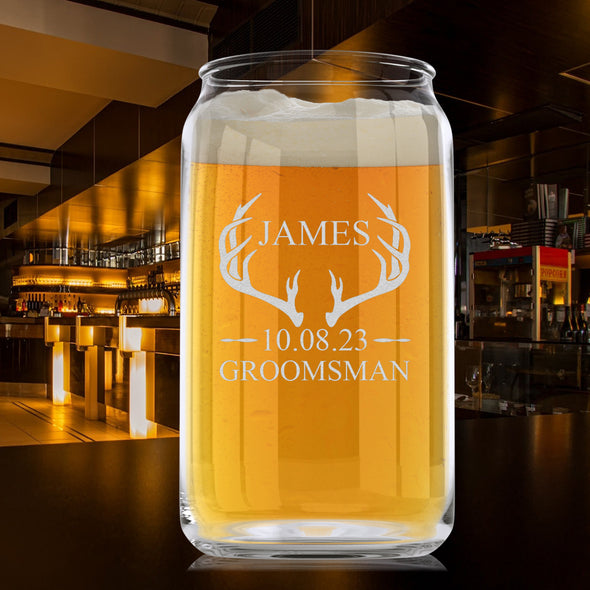 Personalized Antler Groomsmen Glassware