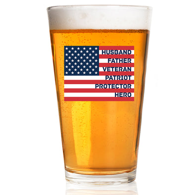 Protector Flag Red White & Blue Pint Glass
