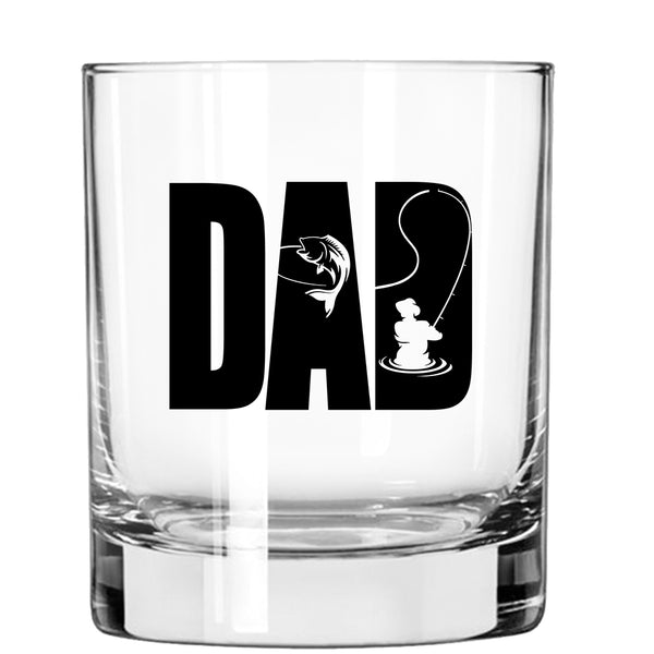 Reel Cool Dad - Funny Whiskey Rocks Glass - Fishing Gifts for Fathers -  bevvee