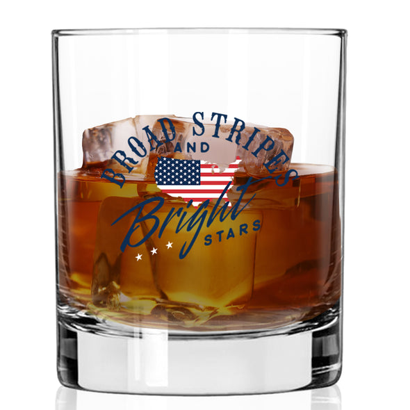 Broad Stripes and Bright Stars Whiskey Glass