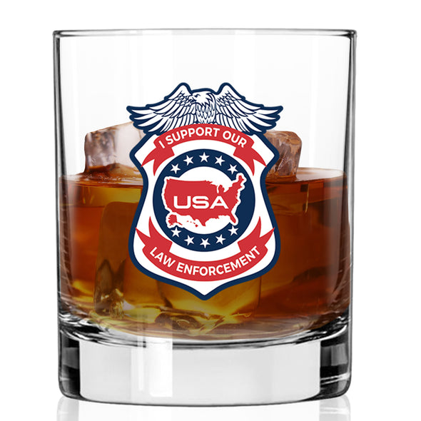 Law Enforcement Support Badge Whiskey Glass
