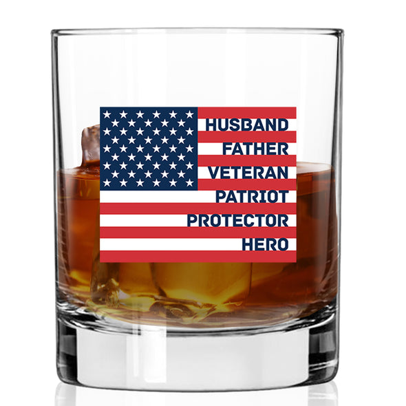Protector Flag Red White & Blue Whiskey Glass
