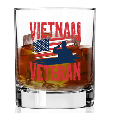 Vietnam Veteran Flag Whiskey Glass