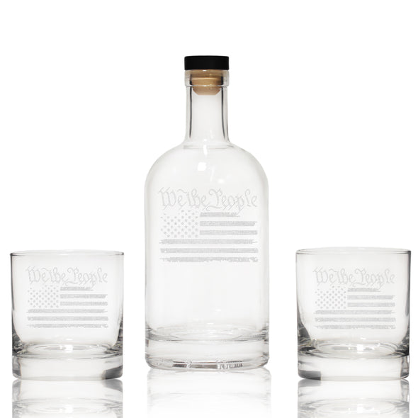We the People Etched Decanter Set