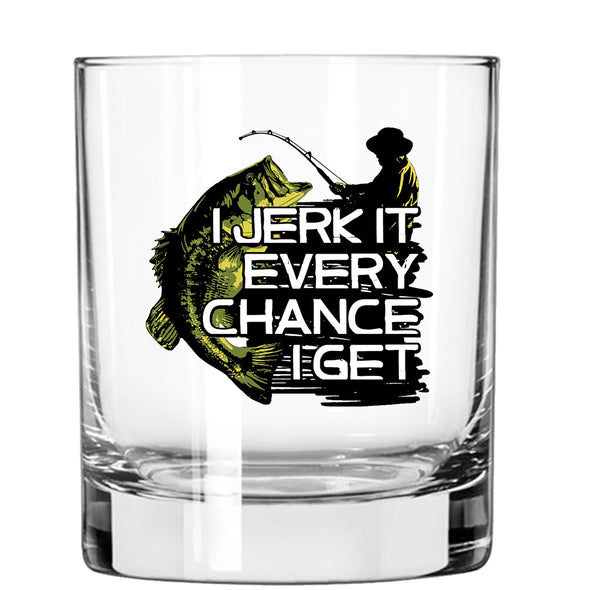 I Jerk It Every Chance I Get Whiskey Glass