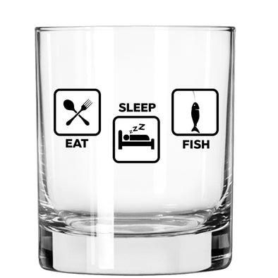 Eat Sleep Fish Whiskey Glass