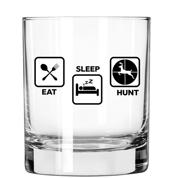 Eat Sleep Hunt Whiskey Glass