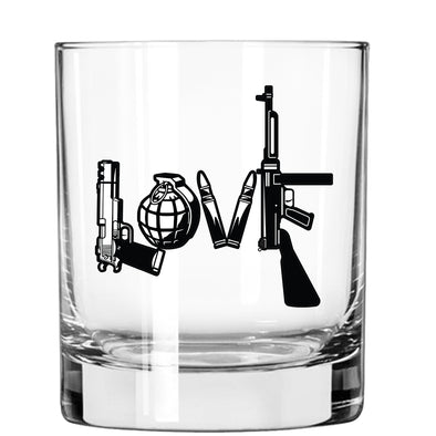 Love Written in Guns Whiskey Glass