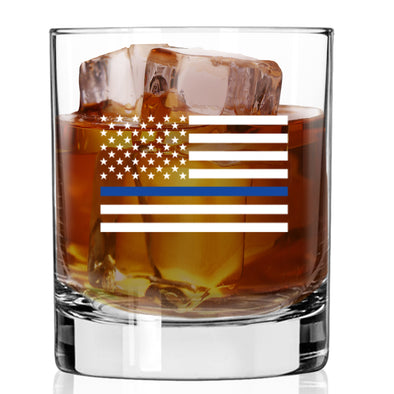 Thin Blue Line Flag Whiskey Glass