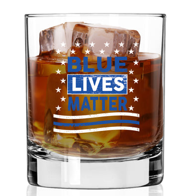 Blue Lives Matter Stars Whiskey Glass