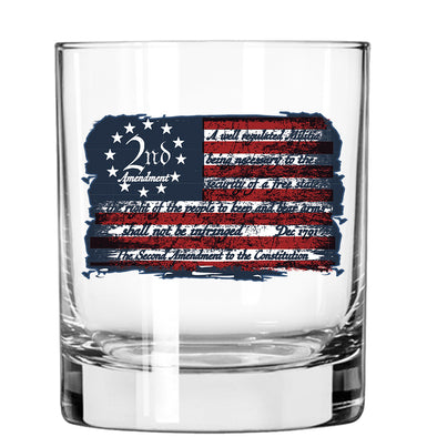 2nd Amendment Word Flag Whiskey Glass