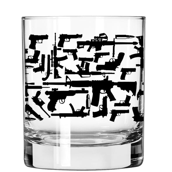 Guns 360 Wrap Whiskey Glass