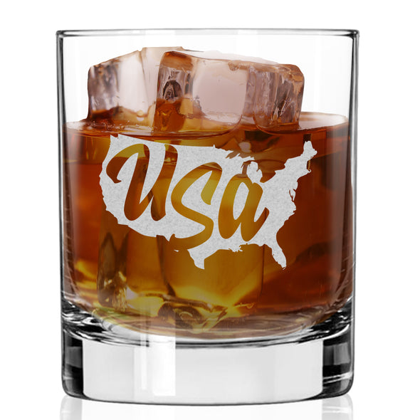 USA Outline Whiskey Glass