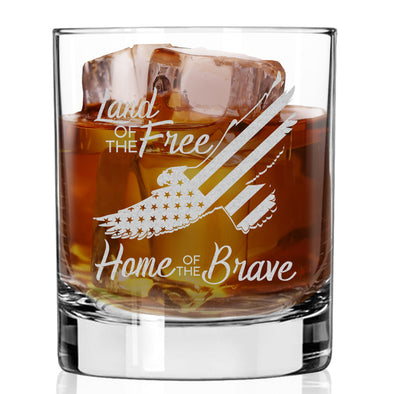 Eagle Land of the Free Home of the Brave Whiskey Glass