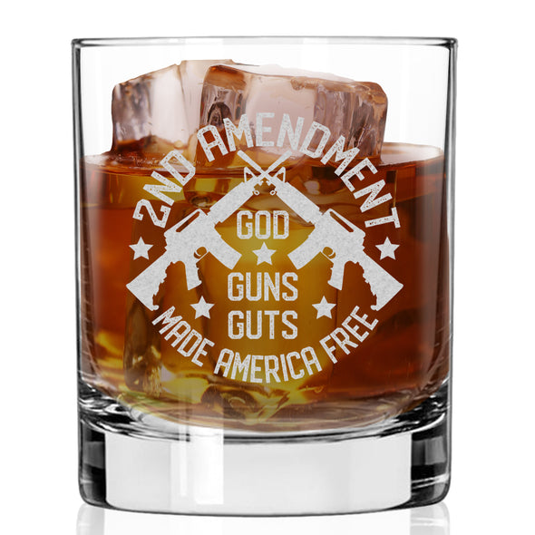 God Guns Guts Made America Free Whiskey Glass
