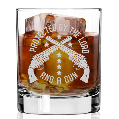 Protected by the Lord and a Gun Whiskey Glass