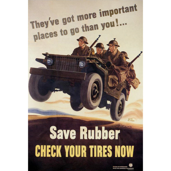 Save Rubber Check Your Tires Now World War II Poster