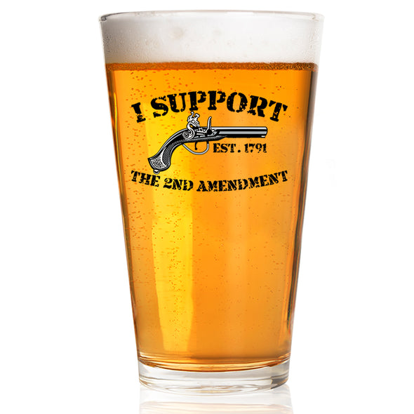 I Support the 2nd Amendment Percussion Pistol Pint Glass