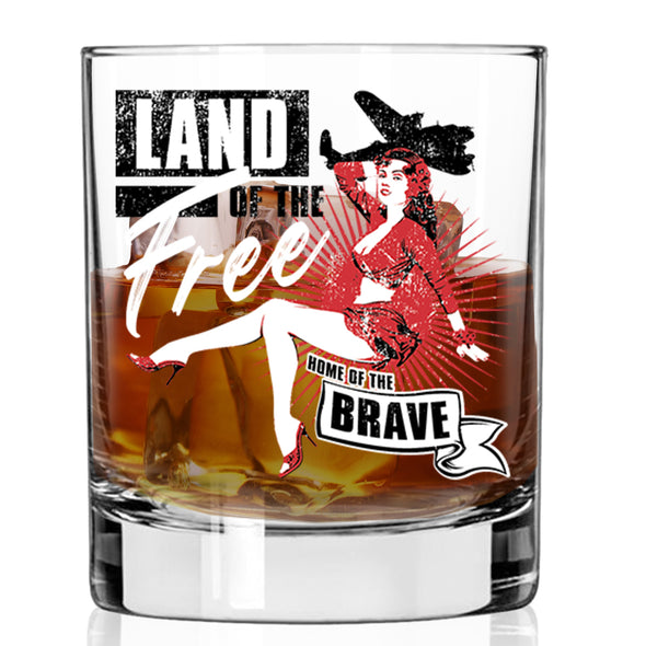 Land of the Free Pinup Whiskey Glass