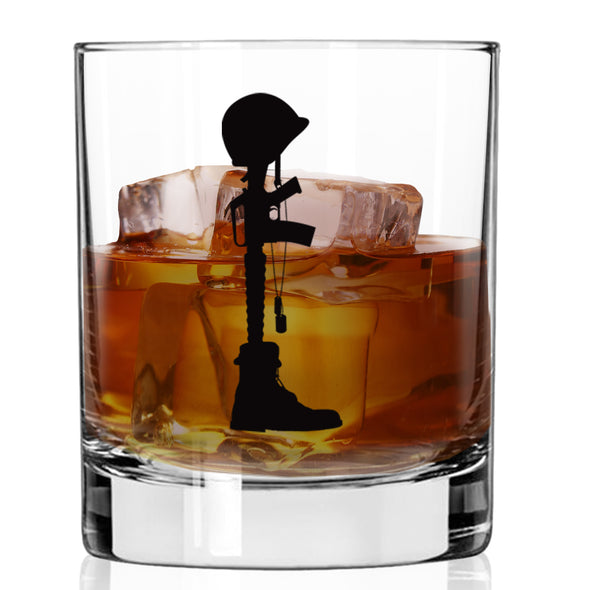 Fallen Soldier Silhouette Whiskey Glass