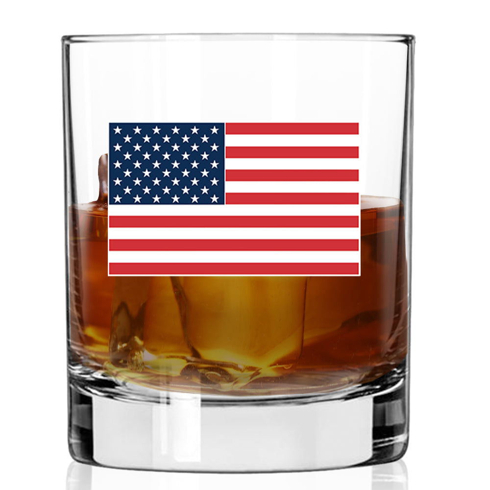 American Flag RWB Whiskey Glass