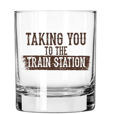 Taking You to the Train Station Whiskey Glass