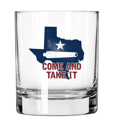 Come and Take it Texas State Whiskey Glass