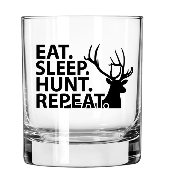 Eat Sleep Hunt Repeat Whiskey Glass