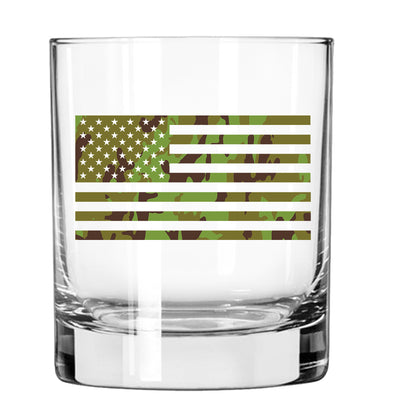 Camo Flag Whiskey Glass