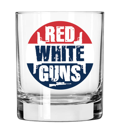 Red White Guns Whiskey Glass