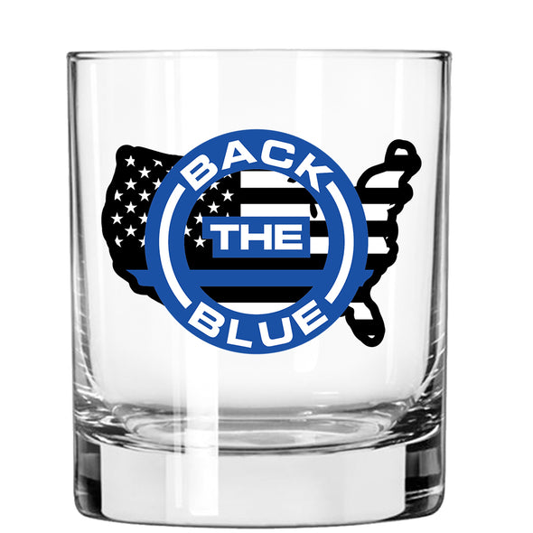 Back the Blue Whiskey Glass