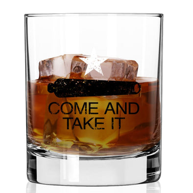 Come and Take It Cannon in Black Whiskey Glass