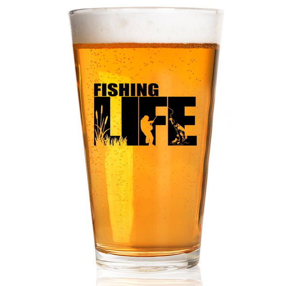 Fishing Life Silhouette Pint Glass