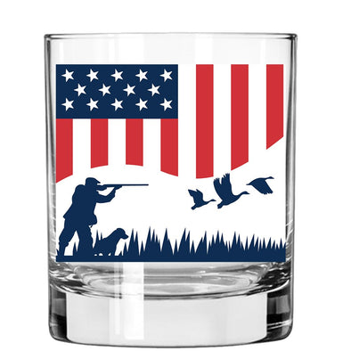 Duck Hunting Flag Whiskey Glass