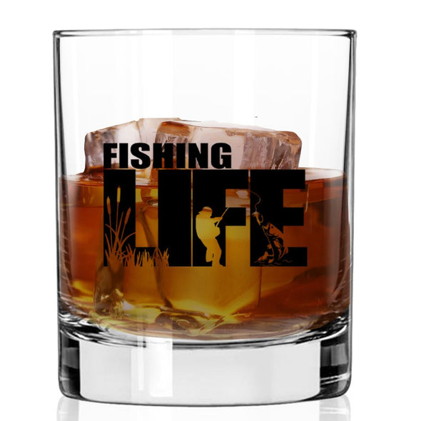Fishing Life Silhouette Whiskey Glass