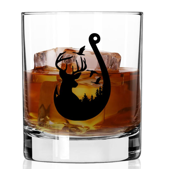 Fishing Hook Hunt and Fish Whiskey Glass